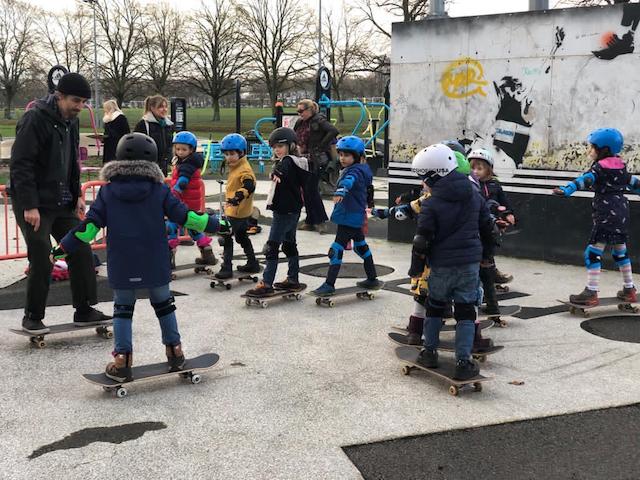 birthday skateboard party group lesson