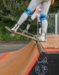 Bromley skatepark dropping in on the quarterpipe