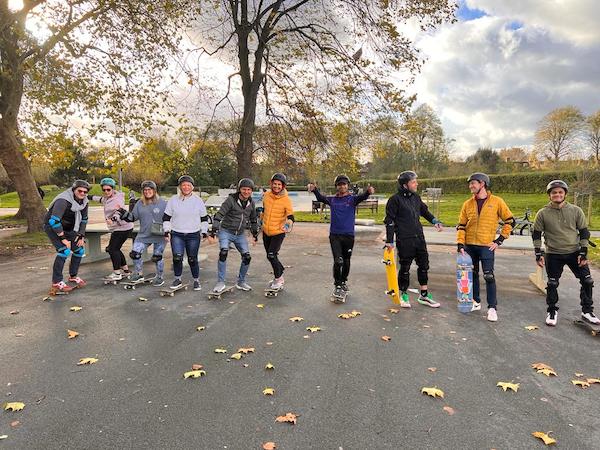 Team building with a skateboarding lesson